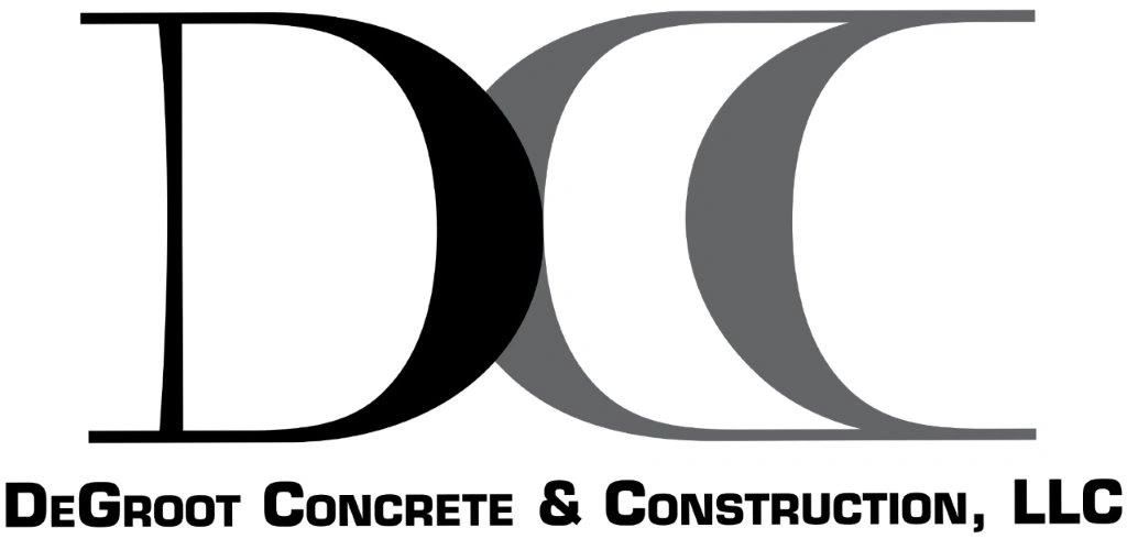 Logo for DeGroot Concrete & Construction, LLC, featuring large overlapping black and gray letters 'D' and 'C'.